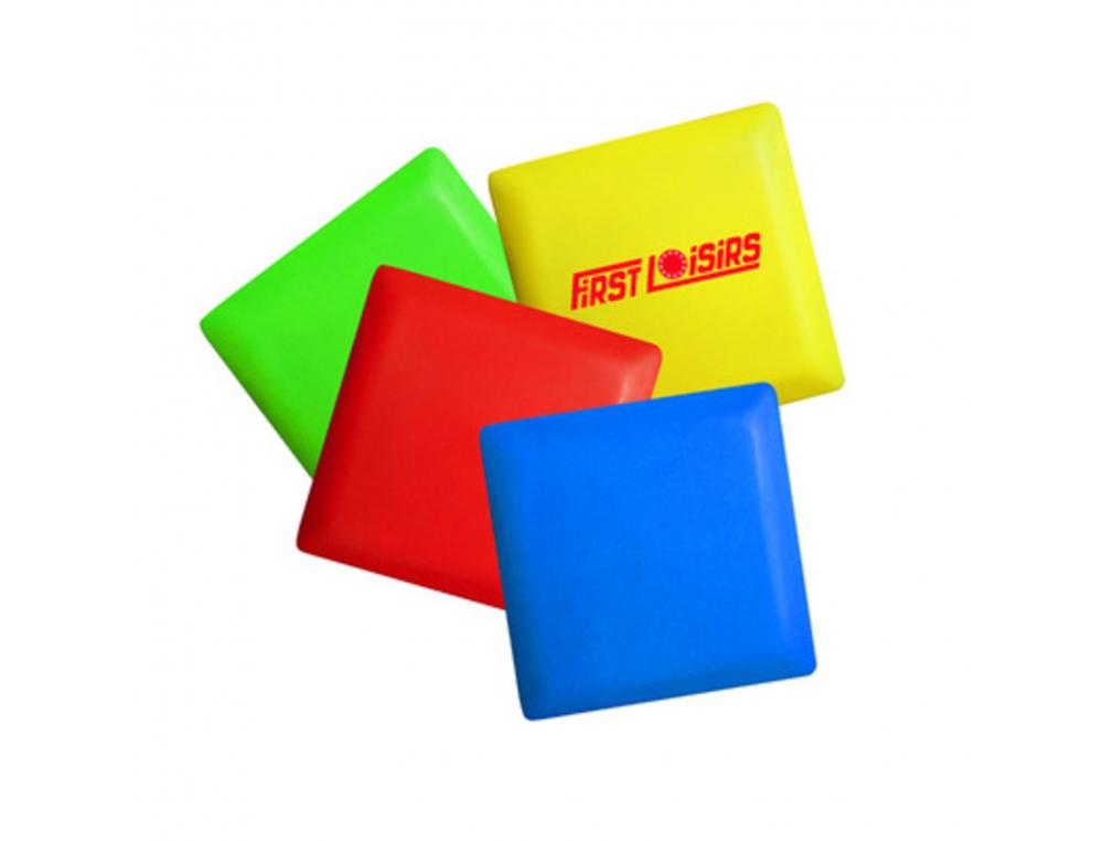 JEUX DE KERMESSE FIRST LOISIRS GALETS CARRES SOUPLES PLASTIQUE SOUPLE LAVABLE 4    COLORIS ASSORTIS