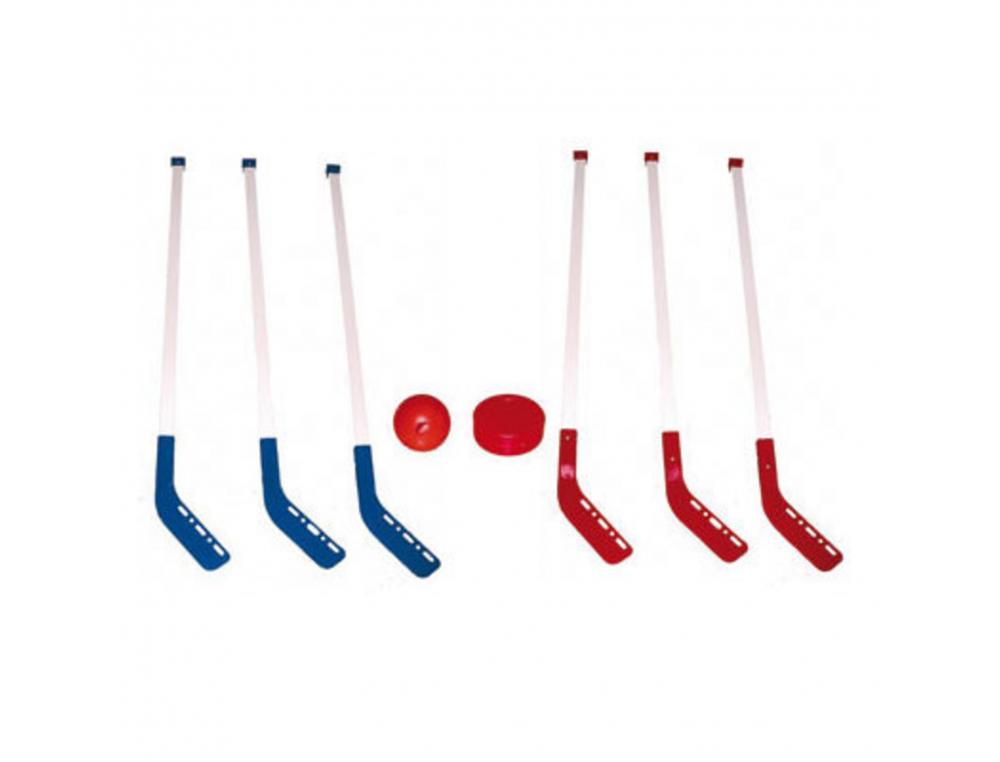 HOCKEY FIRST LOISIRS SET D INITIATION AU HOCKEY          PLASTIQUE 2 COULEURS 6        CROSSES 1 BALLE 1 PALET