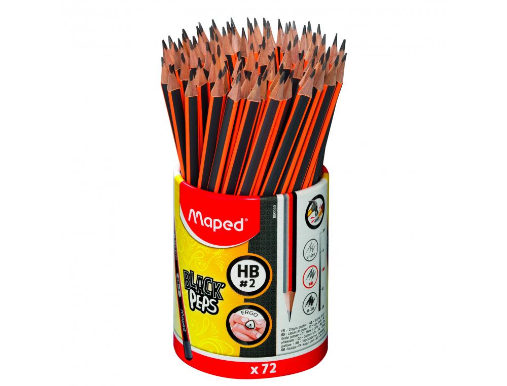 CRAYON GRAPHITE MAPED BLACK PEPS HB TRIANGULAIRE POT DE   72 UNITES