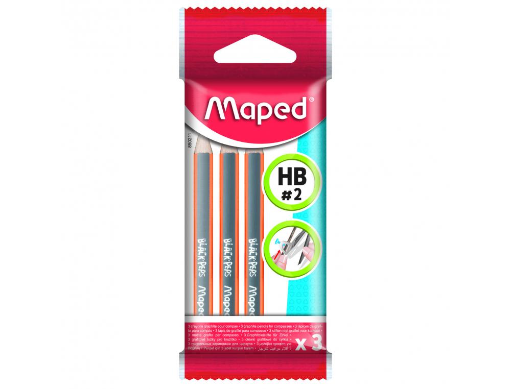 MINI CRAYON POUR COMPAS MAPED LOT DE 3 UNITES