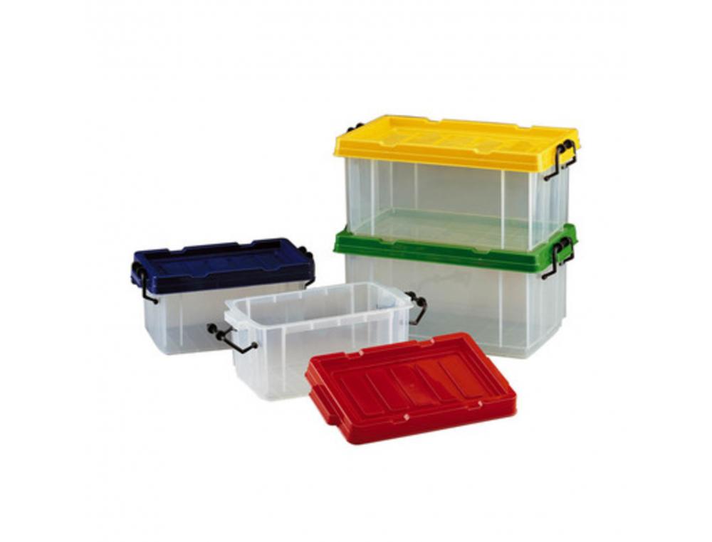 BAC RANGEMENT FAIBO PLASTIQUE TRANSPARENT COUVERCLE COLORIS ASSORTIS CAPACITE 4L          28X18X12CM