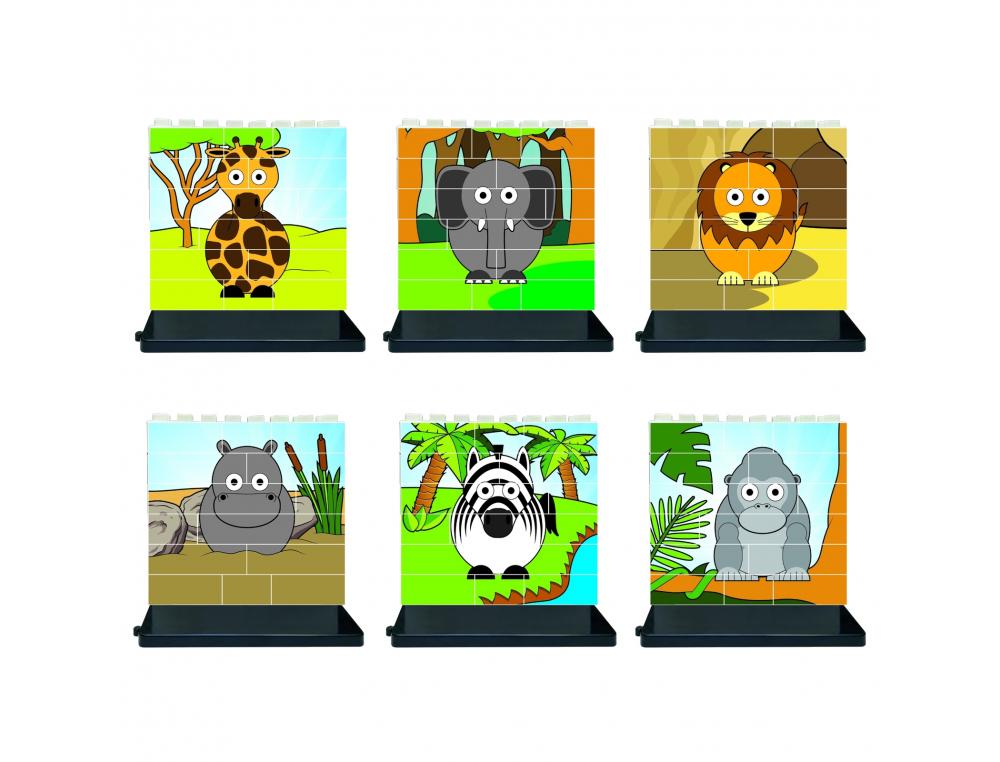 PUZZLE UP LES ANIMAUX DE LA SAVANE CULTURE CLUB           CONSTRUIRE A LA VERTICALE 6   PUZZLES DE 14 PIECES 6 BASES