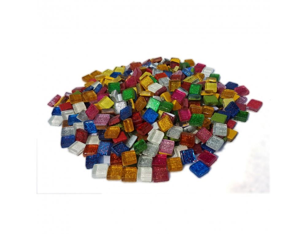 MOSAIQUE ECLAT DE VERRE CULTURE CLUB 1X1CM PAILLETES  POT DE 500G COLORIS ASSORTIS