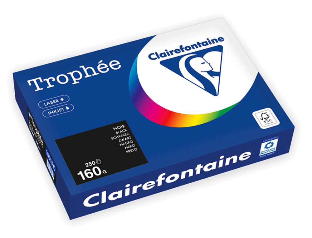 RAMETTE CLAIREFONTAINE PAPIER 250 FEUILLES A4 160G 21X29 CM COLORIS NOIR