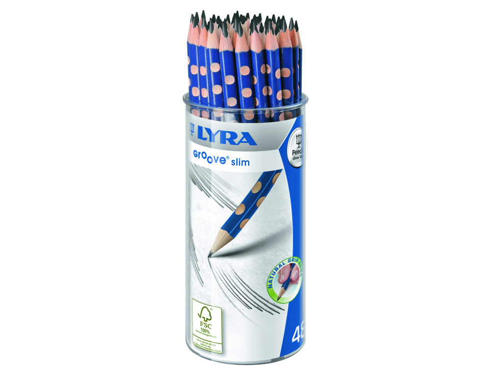 POT DE CRAYON GRAPHITE GROOVE SLIM HB LYRA FORME            TRIANGULAIRE GAUCHERS ET      DROITIERS DIAMETRE 7MM 48