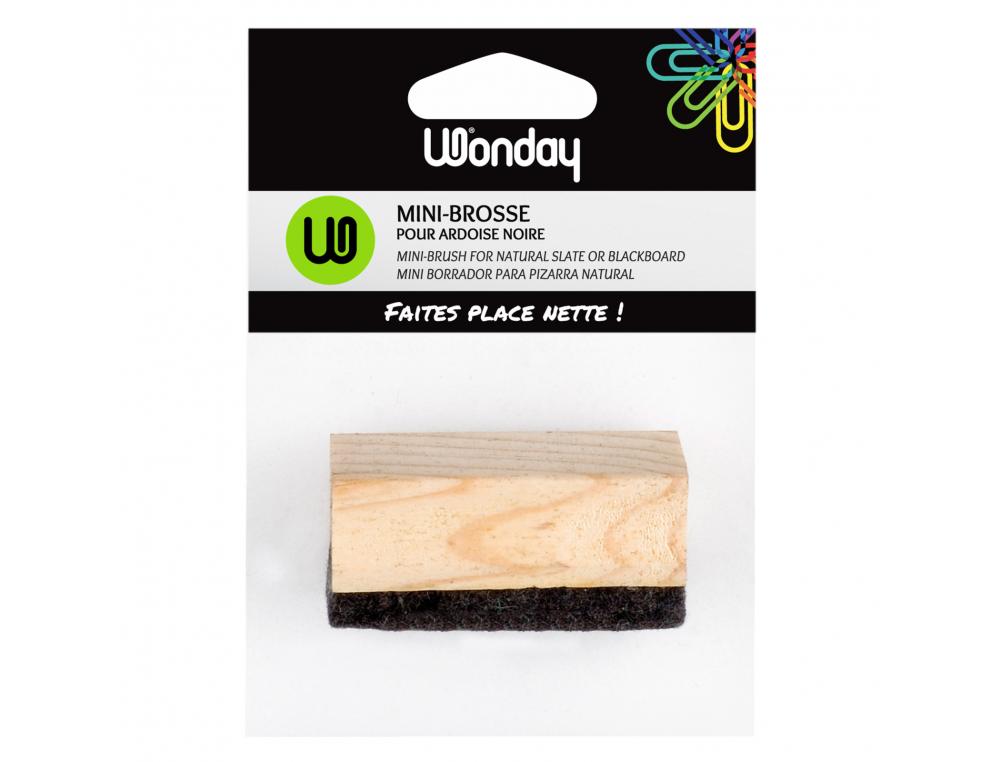 MINI-BROSSE WONDAY POUR ARDOISE NOIR POIGNEE BOIS &   FEUTRE 5,4X3,5X3 CM LOT 3     UNITES