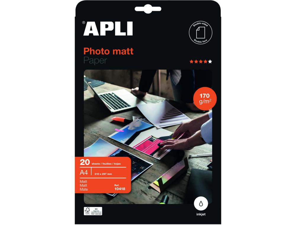 PAPIER PHOTO APLI MAT RECTO VERSO A4 170G 20 FEUILLES