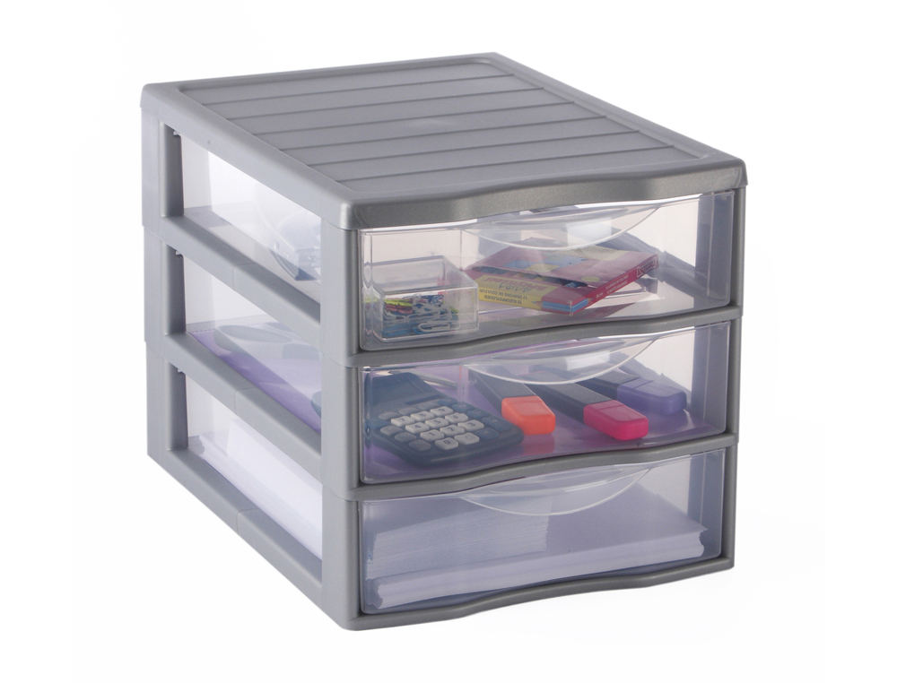 MODULE DE RANGEMENT FAST 3 TIROIRS EMPILABLE POIGNEES    ERGONOMIQUES 36X26X25 CM