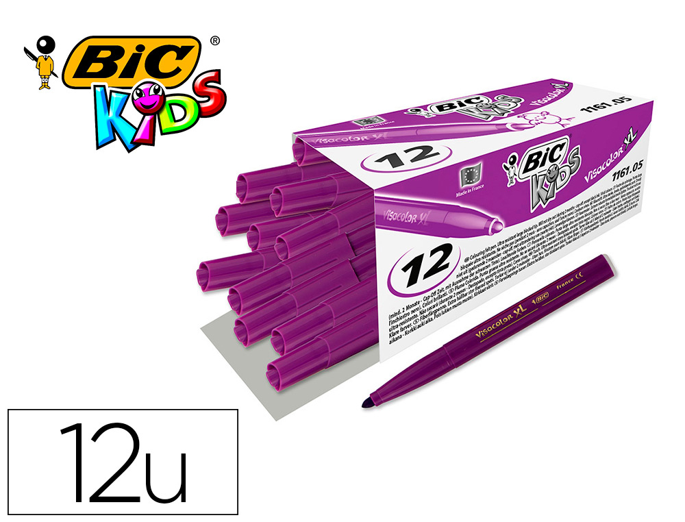 FEUTRE BIC KIDS VISACOLOR XL ENCRE LAVABLE POINTE LARGE    BLOQUEE COLORIS VIOLET