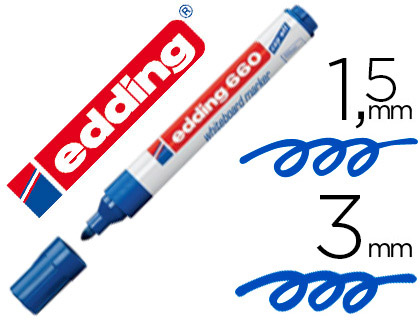 MARQUEUR EDDING E660 TABLEAU BLANC RECHARGEABLE POINTE OGIVE TRAC 1.5/3MM ENCRE CAP-OFF PIGMENTE NON TOXIQUE BLEU