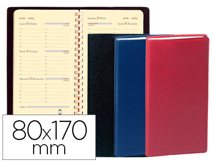 AGENDA QUO VADIS ITALNOTE S IMPALA DCEMBRE/DCEMBRE 80X170MM 1 SEMAINE 2 PAGES COLORIS ASSORTIS