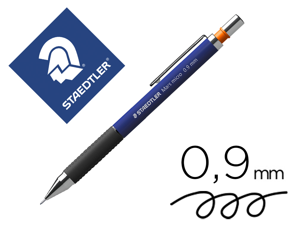 PORTE-MINE STAEDTLER MARS MICRO 0.9MM EMBOUT ET AGRAFE MTALLIQUES GRIP CAOUTCHOUC AMORTISSEUR MINE