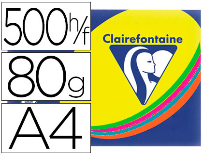 PAPIER COULEUR CLAIREFONTAINE TROPHE MULTIFONCTION A4 80G/M2 COULEURS ASSORTIES INTENSES PAQUET 500 FEUILLES