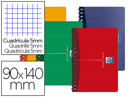 CARNET OXFORD ESSENTIALS RELIURE INTGRALE COUVERTURE PELLICULE 9X14CM 100 PAGES 5X5MM COLORIS ASSORTIS