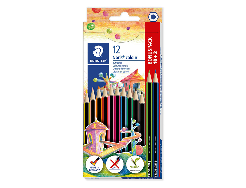 CRAYON COULEUR STAEDTLER WOPEX NORIS COLOUR 185 ULTRA-RSISTANT COLORIS ASSORTIS TUI CARTON 12 UNITS