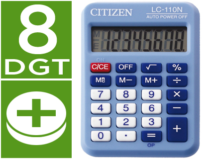 CALCULATRICE CITIZEN POCHE LC-110NRBL BUSINESS LINE 8 CHIFFRES PILE 88X58X11MM 32G BLEU