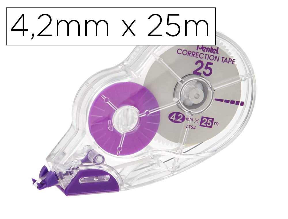 CORRECTEUR PENTEL RUBAN FORMATECONOMIQUE 4,2MMX25M CAPUCHON PROTECTION FORME ERGONOMIQUE  REECRITURE INMEDIATE