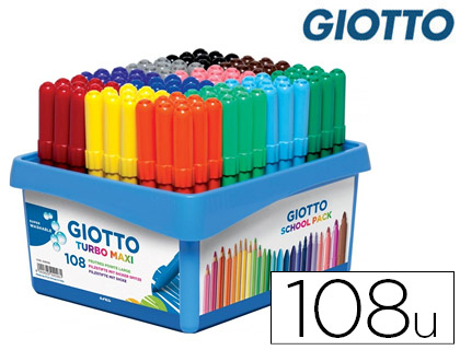 FEUTRE COLORIAGE GIOTTO TURBO MAXI ULTRA LAVABLE TEST DERMATOLOGIQUEMENT POINTE BLOQUE SCHOOLPACK 108 UNITS