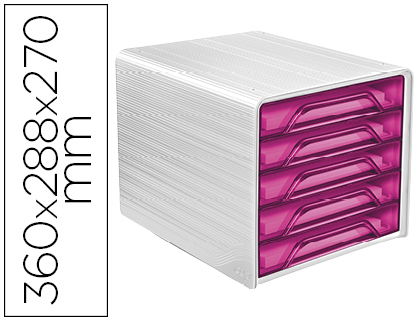 MODULE CLASSEMENT CEP SMOOVE 5 TIROIRS INTERCHANGEABLES 360X288X270MM COLORIS BLANC/ROSE