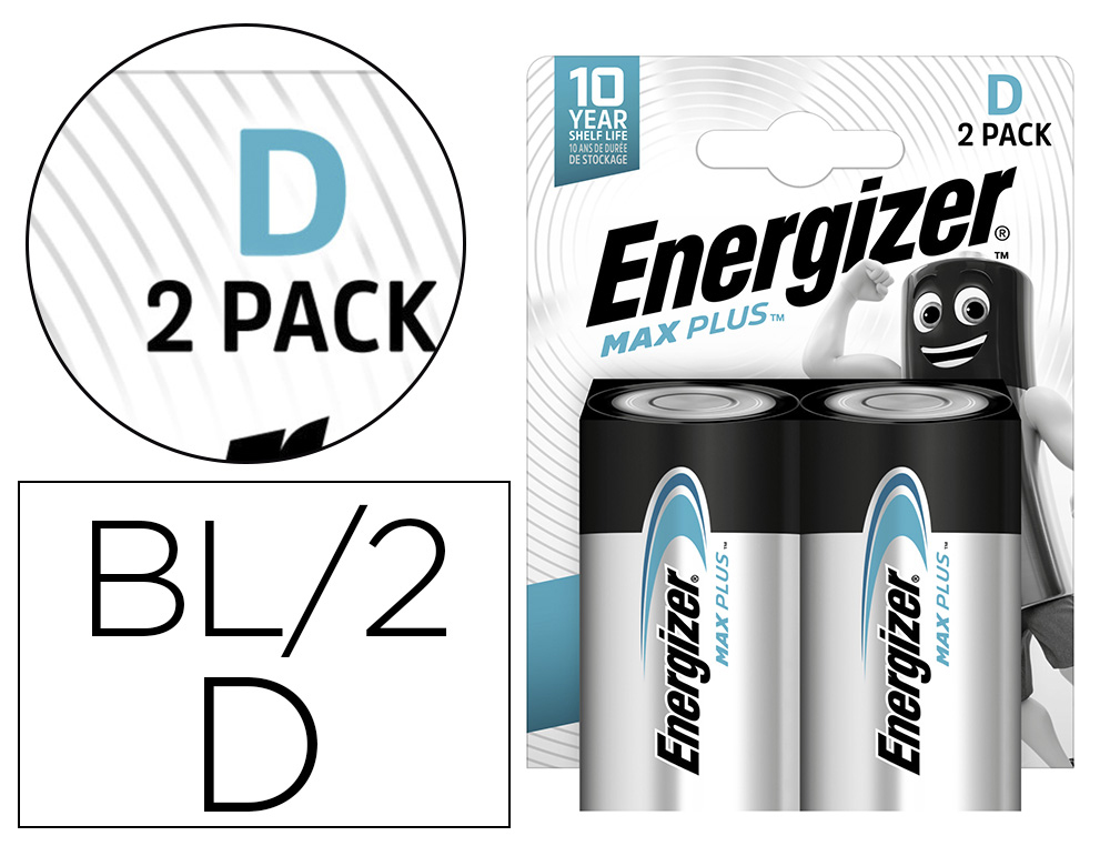 PILE ENERGIZER MAX PLUS LR20/D BP2