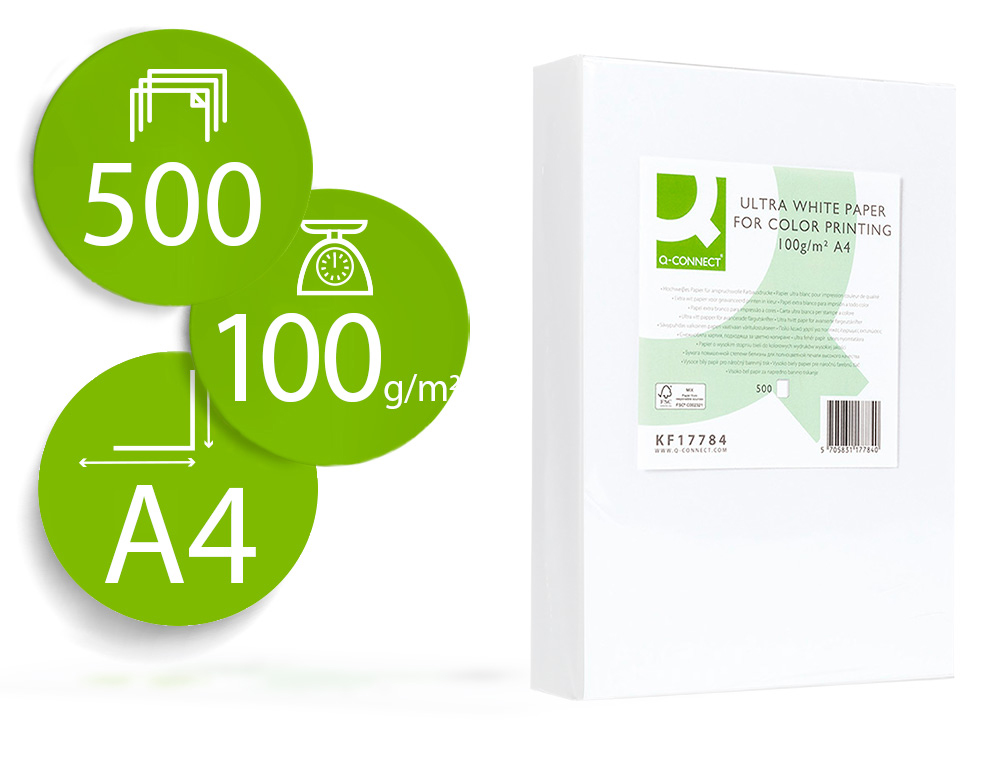 PAPIER Q-CONNECT MULTIFONCTION ULTRAWHITE A4 100G/M2 BLANCHEUR 170 OPACIT 96 RIGIDIT 60 500 FEUILLES