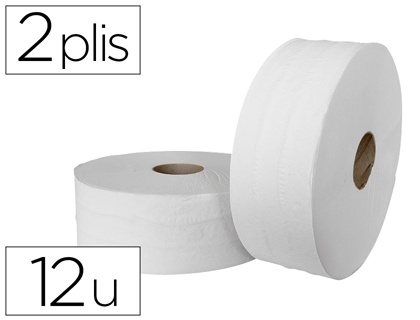 PAPIER TOILETTE MINI JUMBO PURE OUATE BLANCHE GAUFFRE PRDCOUP 2 PLIS 180M PAQUET 12 ROULEAUX