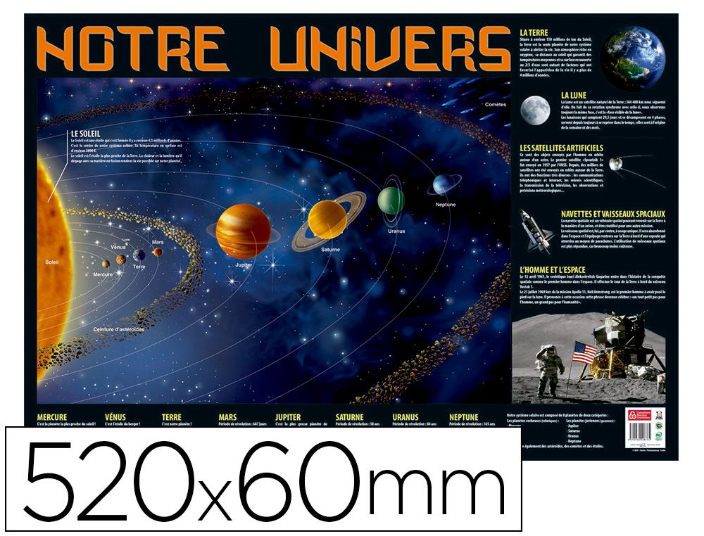 POSTER PEDAGOGIQUE BOUCHUT GRANDREMY NOTRE UNIVERS       520X760MM PELLICULE EFFACABLE A SEC