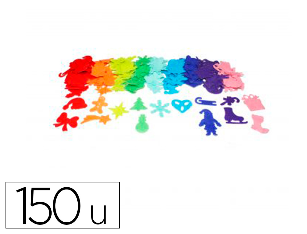 FEUTRINE ADHESIVE SODERTEX PACK NOEL FEUTRINE ADHESIVE   1MM 2 TAILLES 150 PCS 10      COLORIS ASSORTIS