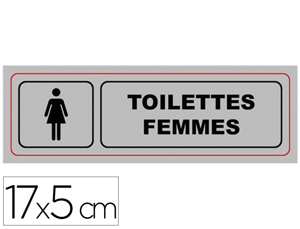 PLAQUE SIGNALISATION VISO ALUMIMIUN AUTO-ADHESIVE TOILETTES FEMMES 17X5CM