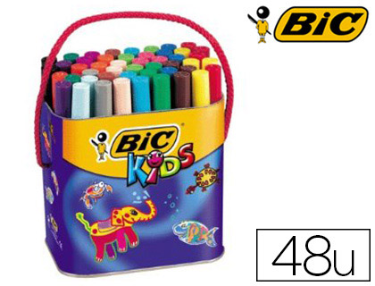 FEUTRE BIC KIDS VISACOLOR XL COLORIAGE ENCRE LAVABLE POINTE EXTRA-LARGE BLOQUE COULEURS TRS VIVES POT 48U