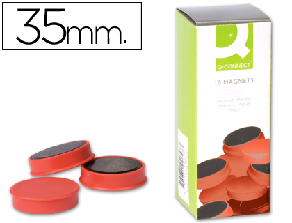 AIMANT Q-CONNECT DIAMTRE 35MM AFFICHAGE SIGNALISATION TOUTES SURFACES MTALLIQUES COLORIS ROUGE BOTE 10 UNITS