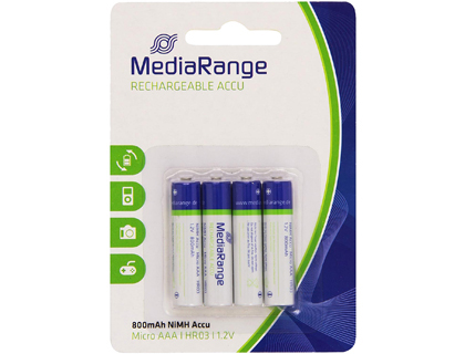 PILE MEDIARANGE ALCALINE AAA RECHARGEABLE BLISTER 4 UNITS